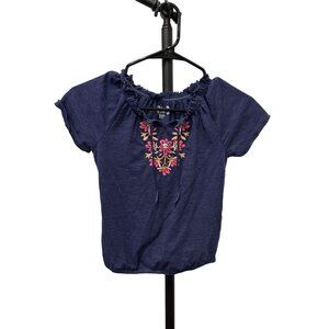 Mudd Embroidered Girls Floral Off-Shoulder Bohemian Top XS/S